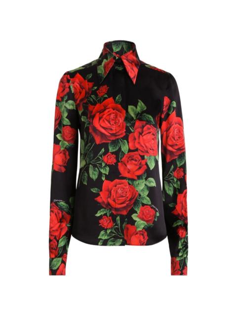 Dolce & Gabbana Dolce & Gabbana Women Rose Print Silk Shirt