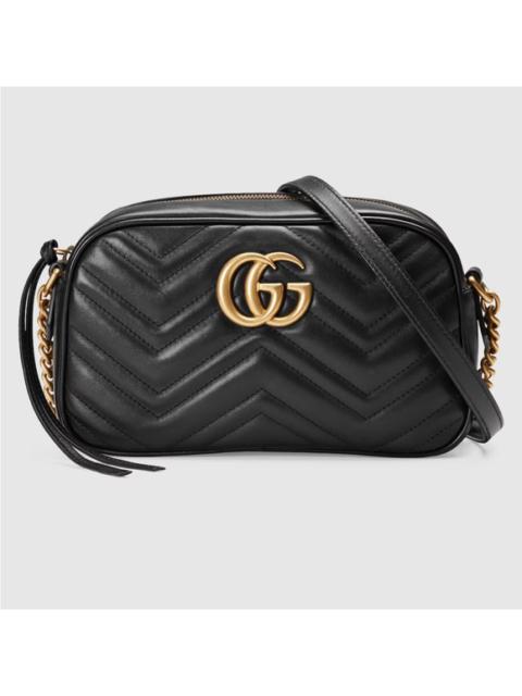 GUCCI Gucci GG Marmont Small Shoulder Crossbody Bag in Black Leather