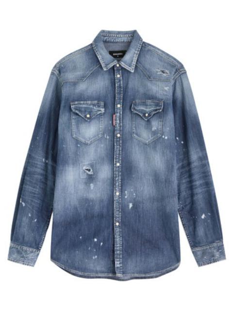 DSQUARED2 Paint-splatter Stretch-denim Shirt