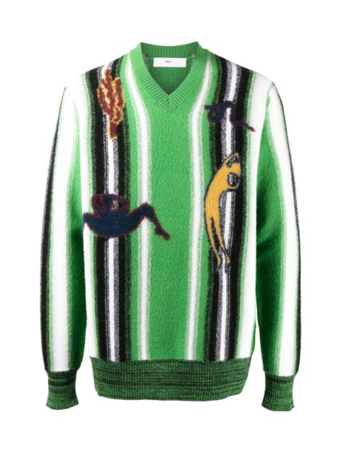 TOGA VIRILIS GRAPHIC-PRINT V-NECK JUMPER