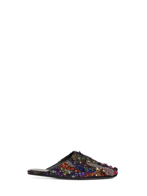 Dries Van Noten Dries Van Noten Women Satin With Paillettes Embroidery Flat Mules