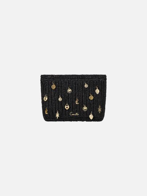 CAMILLA RAFFIA CLUTCH WITH CHARMS