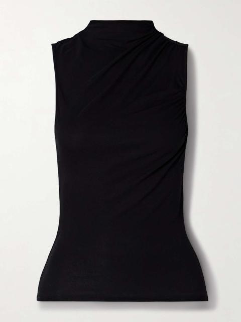 Draped stretch-jersey tank Black
