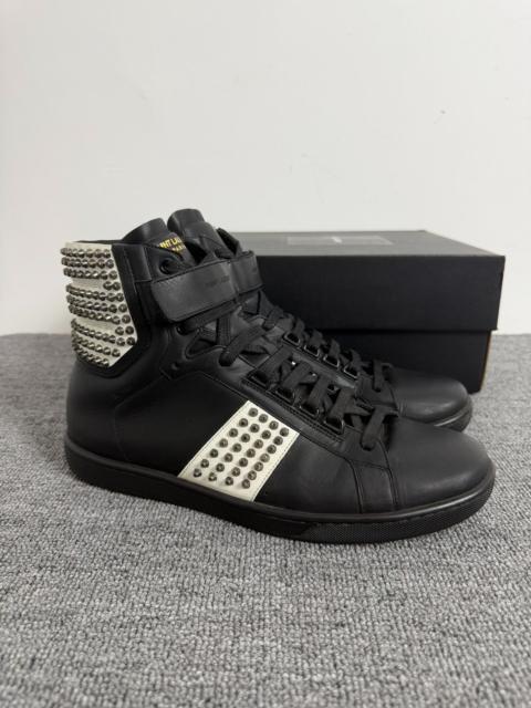 SAINT LAURENT Saint Laurent Slp14fw Black White Color-Block Studded High-Top Sneakers