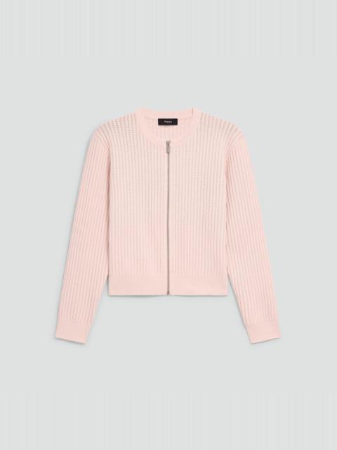 Theory Pointelle Cardigan in Crepe Knit