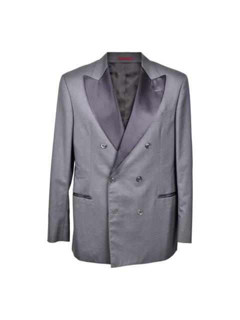 Brunello Cucinelli Brunello Cucinelli Gray Wool Silk Tuxedo Blazer