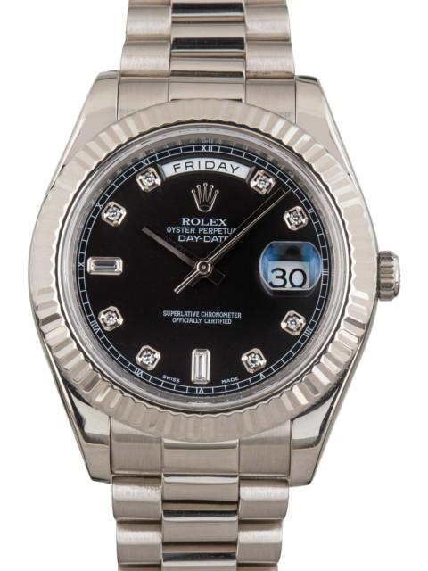 ROLEX Rolex Day-Date II White Gold 218239 Black Diamond Dial