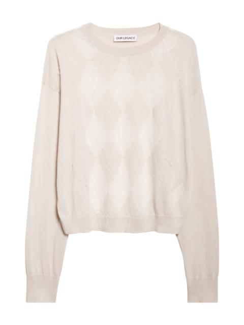 Our Legacy OUR LEGACY Sonar Distressed Argyle Plaid Wool Sweater in Blossom Argyle Fine Wool at Nordstrom