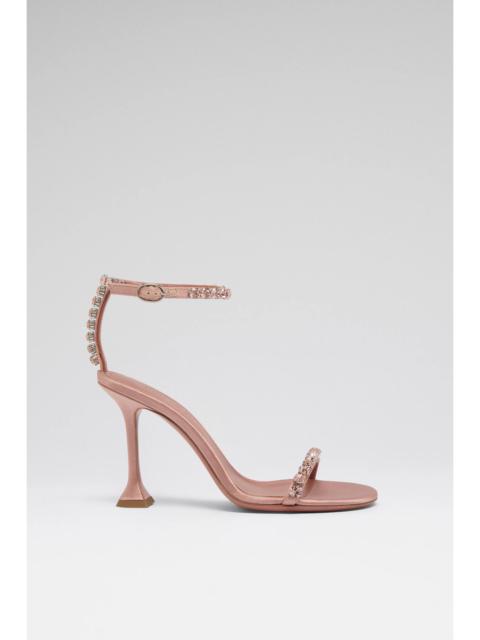 Amina Muaddi GIGI SANDAL 95 POWDER SATIN AND VINTAGE ROSE CRYSTALS