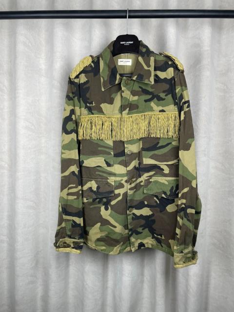 SAINT LAURENT Saint Laurent SS15 Camouflage Military Fringe Jacket