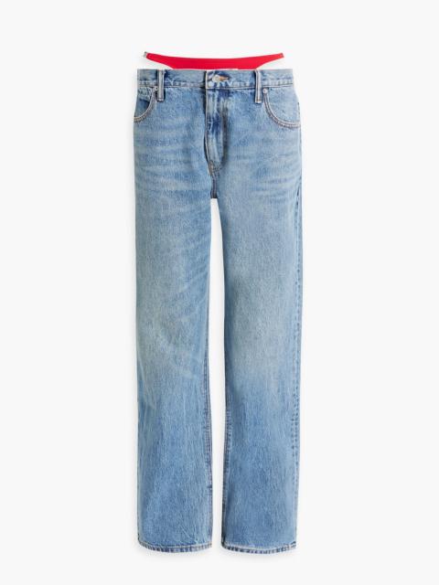 Alexander Wang Diamante jersey-paneled low-rise straight-leg jeans
