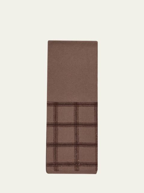 Brunello Cucinelli Sequined Check Wool Cashmere Scarf