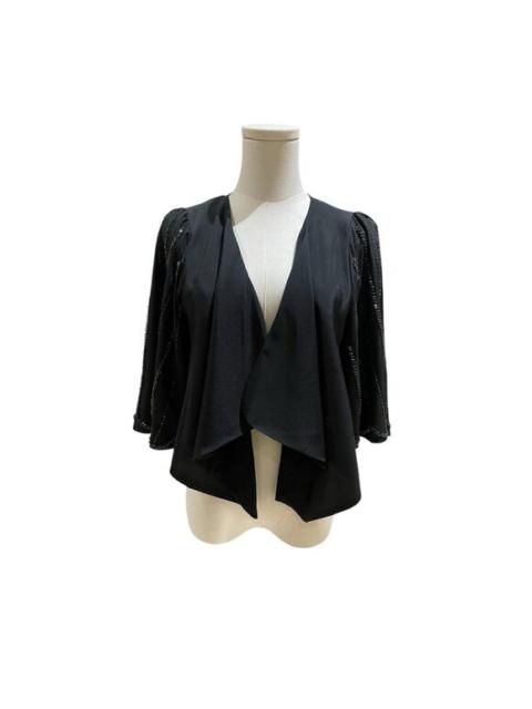 MM Couture Black Beaded Shrug Open Front Draped Special Occasion NWT