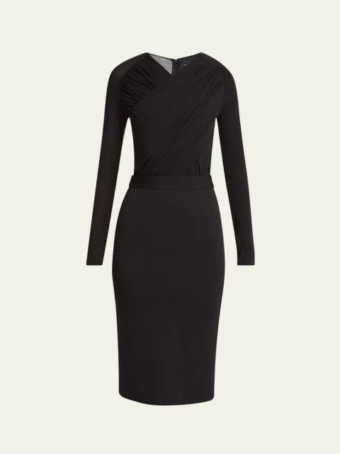 GIORGIO ARMANI Ruched Jersey Long-Sleeve Midi Dress