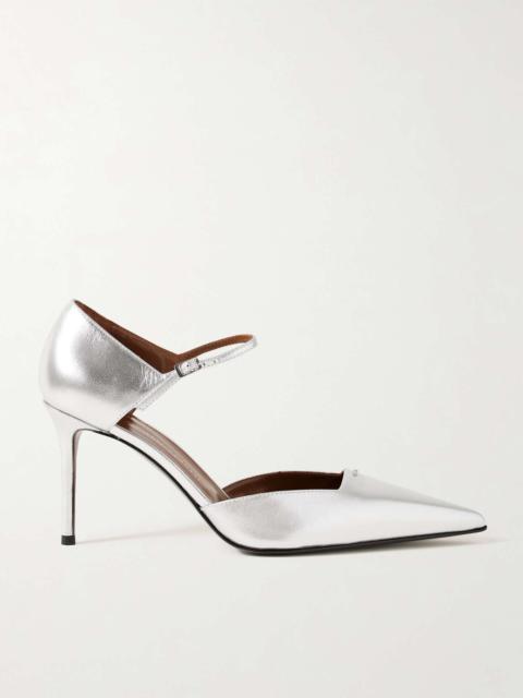 Mizuki crystal-embellished metallic leather pumps