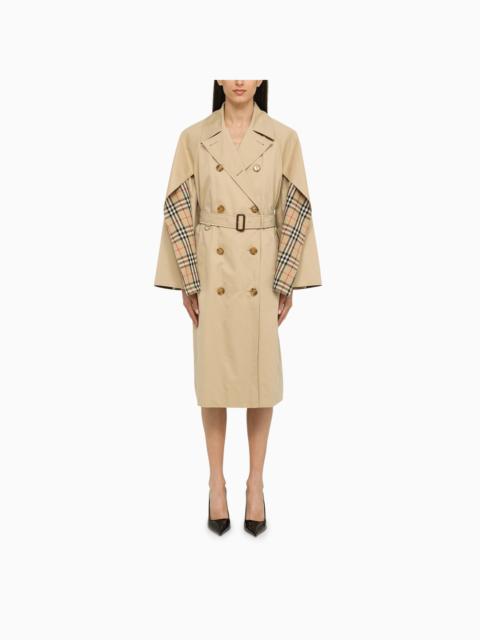 Burberry Honey Cotton Double Breasted Trench Coat