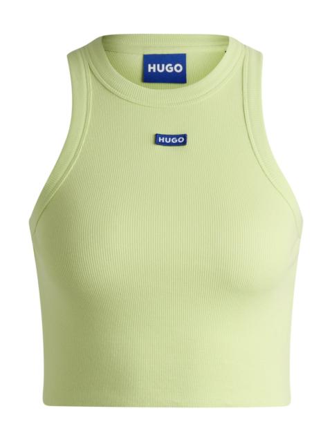 HUGO TANK TOP IN RIBBED STRETCH COTTON WITH LOGO BADGE