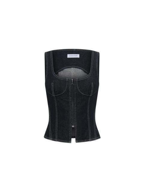 Marine Serre Moon Laser Denim Corset Top
