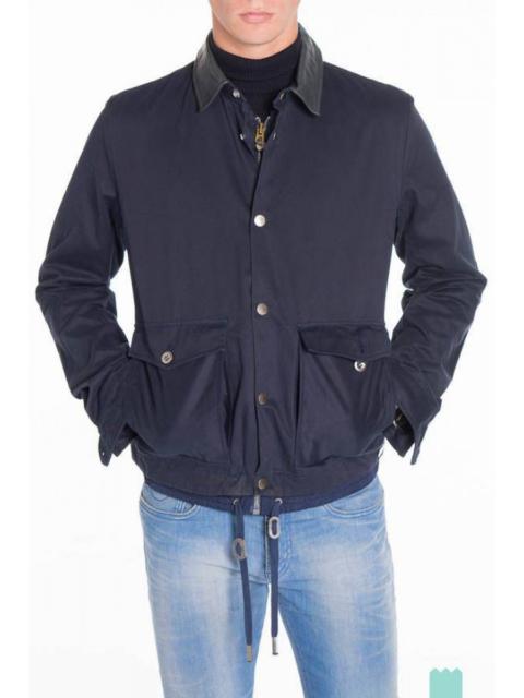 Diesel Leather Collar Rare Navy Cotton Jacket