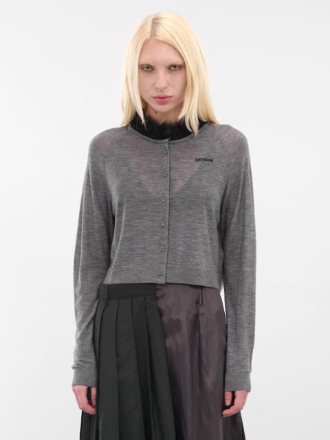 We11done Gray Fur Collar Knit Cardigan