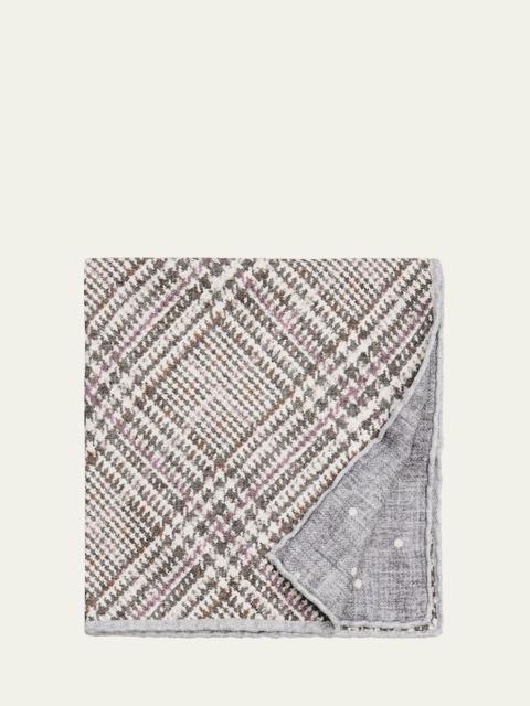 Brunello Cucinelli Men's Tartan Check Silk Pocket Square
