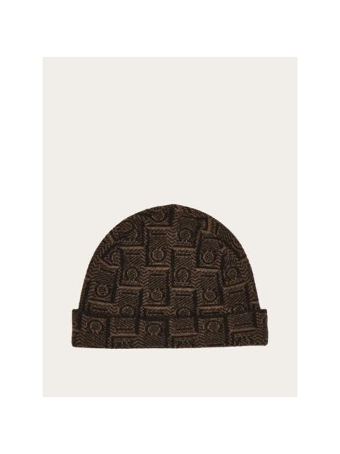FERRAGAMO Ferragamo Men's Brown Wool Jacquard Hat