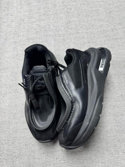 Prada Prada RAF SIMONS Thick-Soled Leather Sneakers Black
