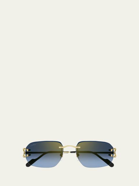 Men's CT0468SM Rimless Metal Rectangle Sunglasses
