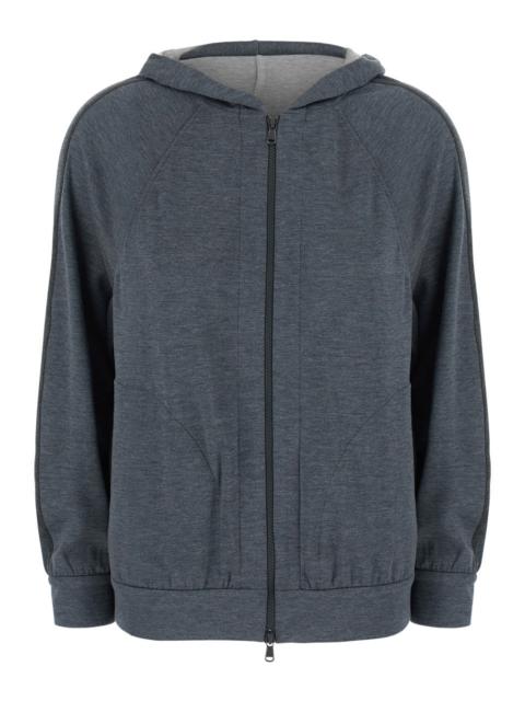 Brunello Cucinelli Brunello Cucinelli Women Gray Hooded Sweatshirt In Blend Cotton For Women
