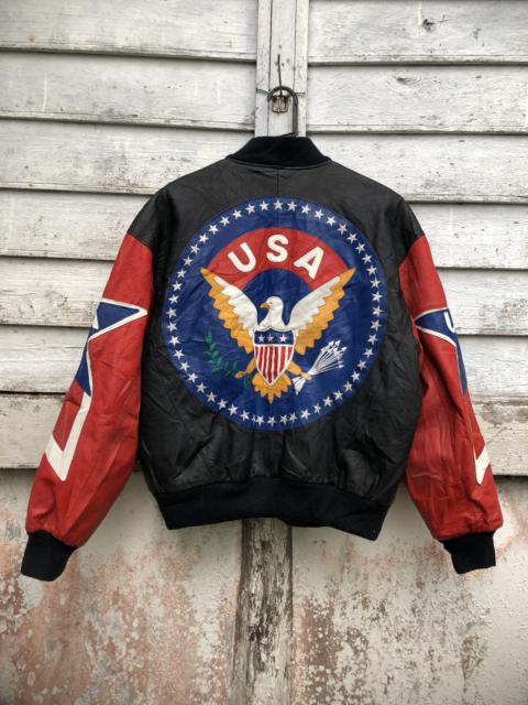 Other Designers Leather Jacket - Vintage Human Being America Eagle Logo Leather Jacket