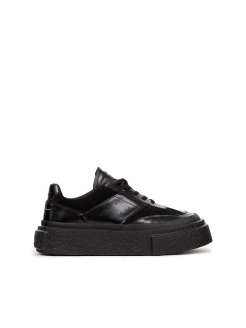 panelled patent leather sneakers