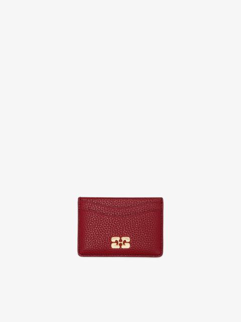 GANNI BOU CARD HOLDER IN GRAINED RED