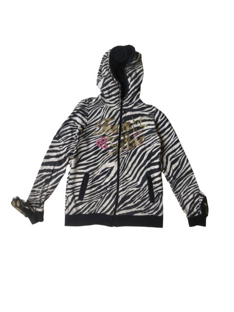 Hysteric Glamour 2000s Zebra Print Zip-Up Hoodie Paw Cuffs Ninja Mask Y2K