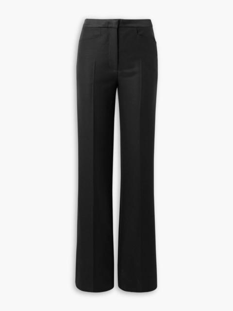 TOM FORD Satin-trimmed wool, mohair and silk-blend flared pants