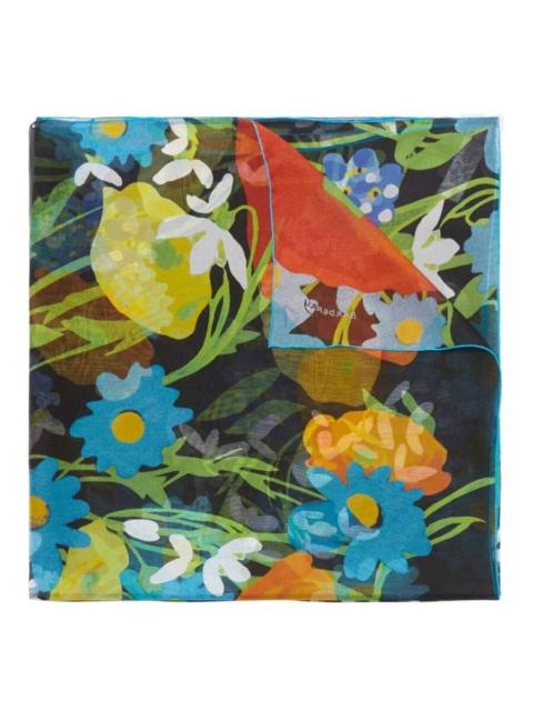 Burberry Poppy Garden Floral Print Silk Scarf