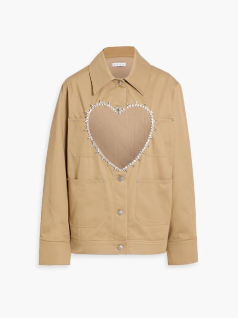 AREA Cutout crystal-embellished cotton-twill jacket
