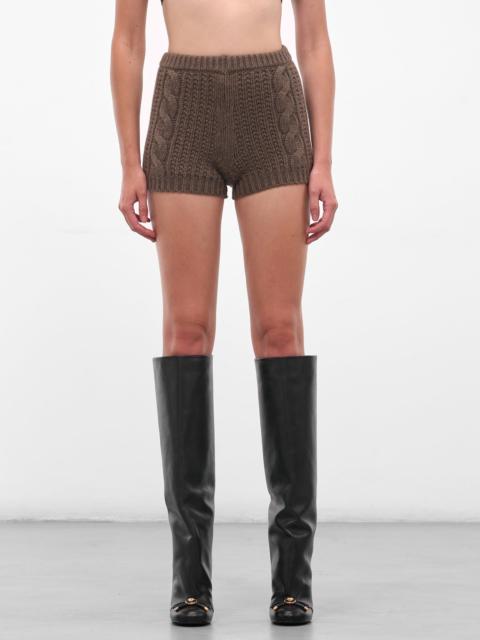 MAGDA BUTRYM Brown Cashmere Cable-Knit Mini Shorts