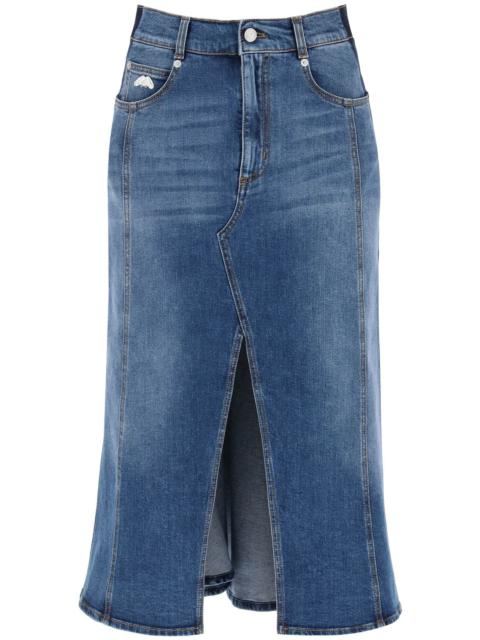 WASHED DENIM MIDI SKIRT