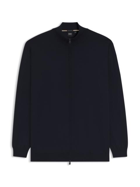 BOSS ZIPPERED CARDIGAN IN EXTRA-FINE MERINO WOOL