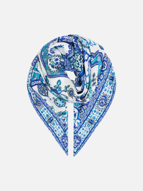 CAMILLA LARGE CRYSTALLED SILK SQUARE SCARF