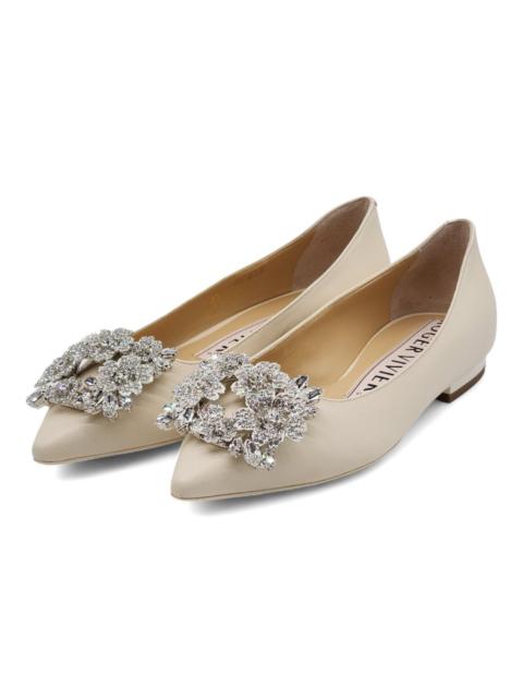 Roger Vivier Flower Strass Leather Ballet Flats in White 35 5 $1650