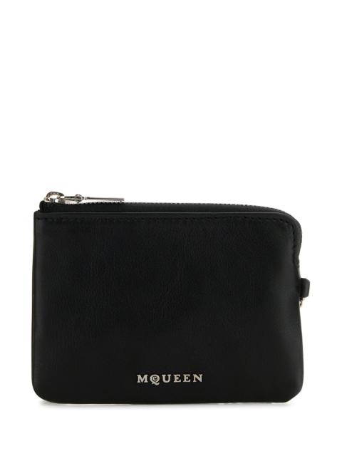 Alexander McQueen Black leather Sling card holder