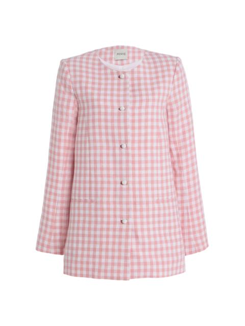 POSSE Exclusive Riviera Rio Checked Linen Jacket pink