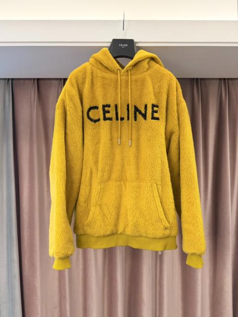 CELINE Celine × Hedi Slimane FW22 Alpaca Fur Celine Studded Logo Loose Hoodie