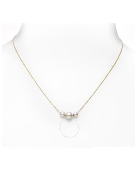 MIKIMOTO Mikimoto Akoya Three Pearl Yellow Gold Station Necklace - MPQ10081AXXK