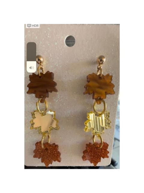 Other Designers 🌺 Fall Leaves Dangle Earrings -Glitter, Mirror, Marble Acrylic 3 Leaf Earrings