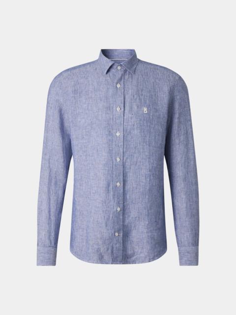 BOGNER Timi linen shirt in Navy blue/white