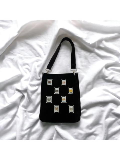 Other Designers Hand Crafted - Handmade Painted Cat Suede Black Bag
