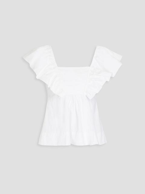 GANNI Ruffled cotton-poplin top