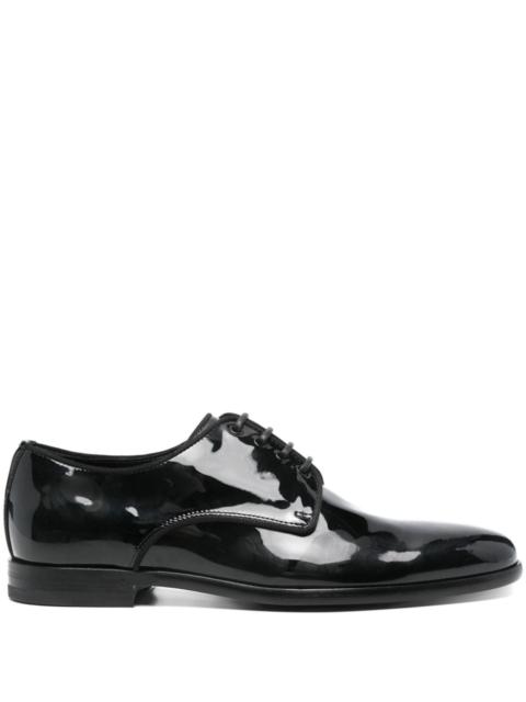 Patent leather derby shoes